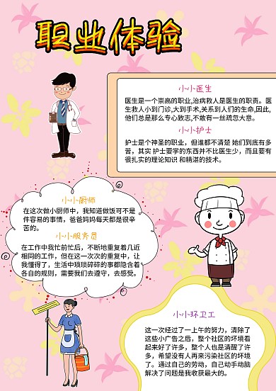 职业体验漂亮手抄报模板