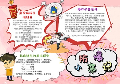 卡通防爆常识手抄报模板
