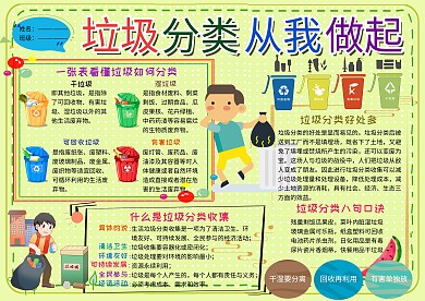 垃圾分类从我做起环保小报小学生手抄报