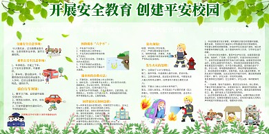 绿色小清新校园安全展板模板