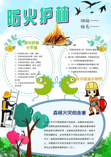 卡通防火护林手抄报