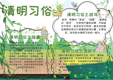 清明习俗清明节小报手抄报模板