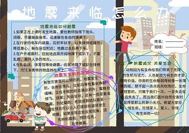 防震减灾珍爱生命安全小报小学生手抄报
