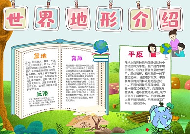 小学生世界地形介绍手抄报模板