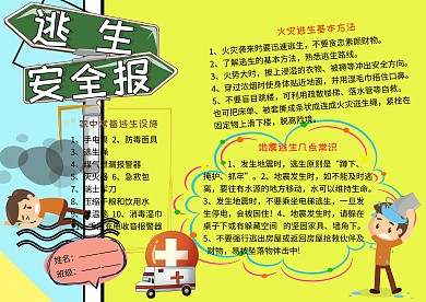 逃生安全常识小报小学生手抄报