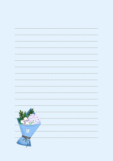 蓝色简约花朵信纸手抄报
