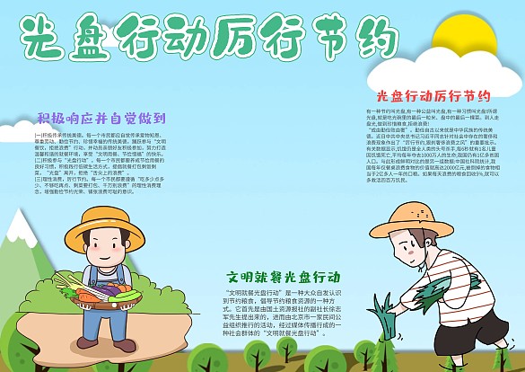 光盘行动厉行节约小报手抄报模板