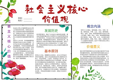 社会主义核心价值观中学生手抄报模板