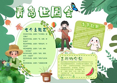 青岛世园会手抄报模板自然观察小报