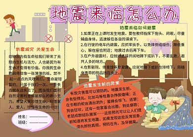 防震减灾珍爱生命安全小报小学生手抄报