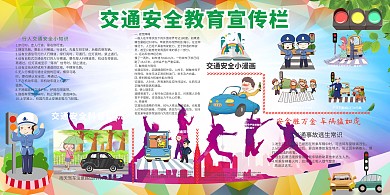绿色交通安全教育宣传栏展板模板