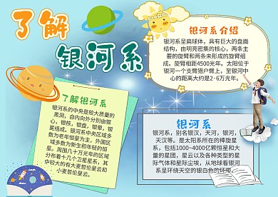 小学生银河系漂亮手抄报模板