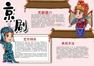 中国国粹京剧漂亮手抄报模板