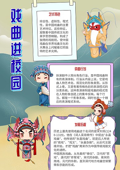 戏曲进校园漂亮手抄报模板