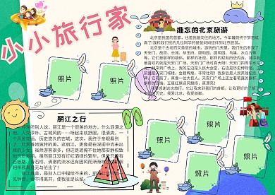 小小旅行家照片墙小报创意手抄报模板