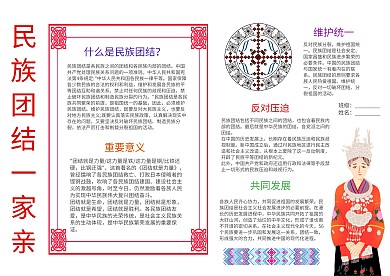 中学生民族团结一家亲手抄报模板