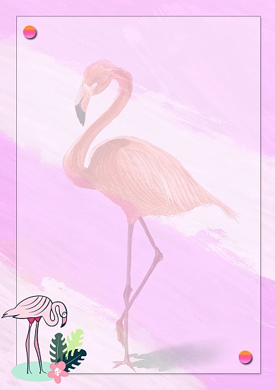 火烈鸟手绘信纸