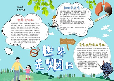 世界无烟日手抄报模板世界节日小报