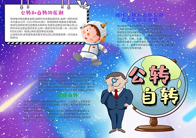 卡通公转自转小报手抄报模板
