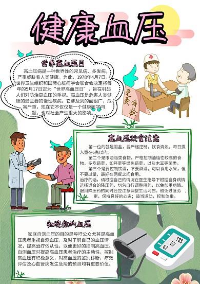 世界高血压日健康血压小报手抄报模板