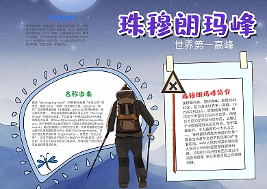 蓝色珠穆朗玛峰漂亮手抄报模板
