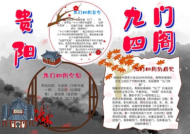 小学生贵阳九门四阁手抄报模板