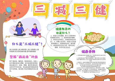 小学生三减三健手抄报模板