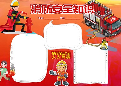 红色消防安全手抄报版面设计