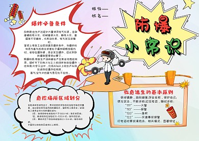 小学生防爆常识手抄报模板