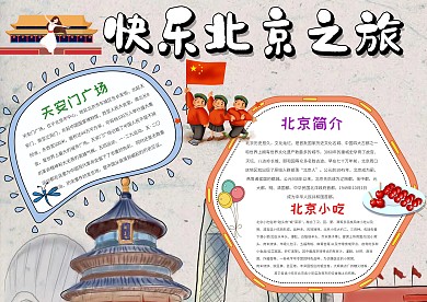 卡通北京快乐之旅手抄报模板