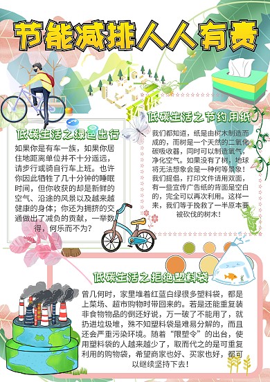 节能减排人人有责环保小报手抄报模板