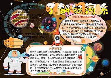 了解银河系天文科学小报小学生手抄报