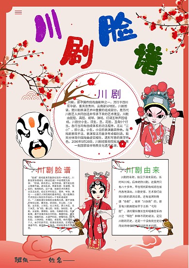 小学生川剧脸谱手抄报模板