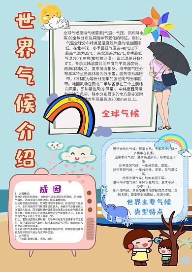 小学生世界气候手抄报模板