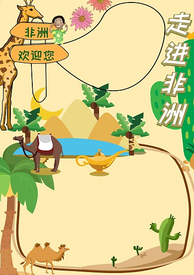 黄色卡通地理手抄报版面设计