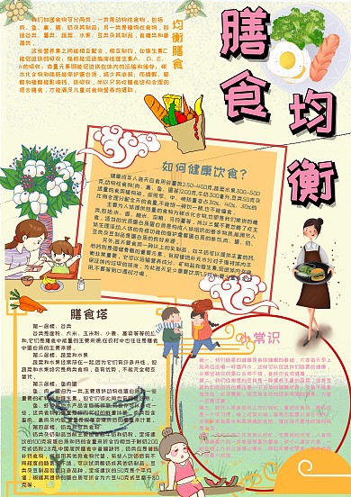 膳食均衡营养健康小报手抄报模板