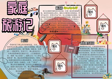家庭旅游记照片墙小报手抄报模板