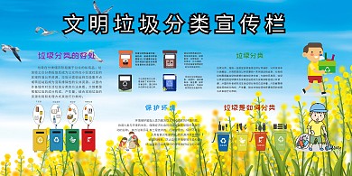 清新垃圾分类宣传栏展板模板