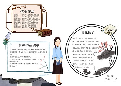 初识鲁迅手抄报模板读书生活小报