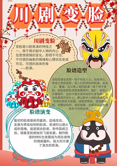 插画风川剧变脸