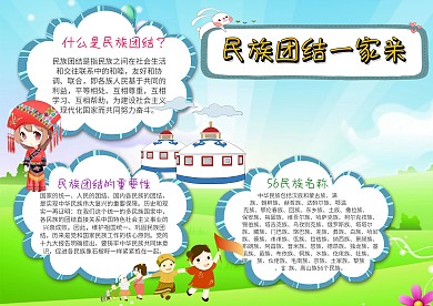 小学生民族团结手抄报模板