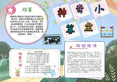 小学生神奇小算盘手抄报模板