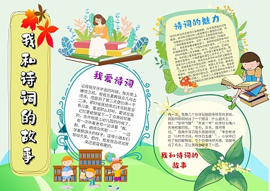 我和诗词的故事手抄报模板