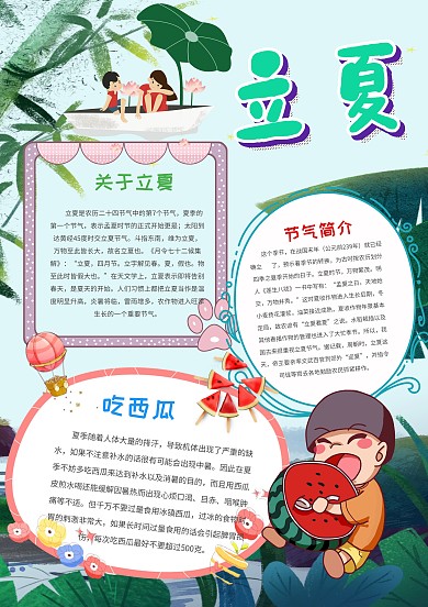 二十四节气立夏手抄报模板