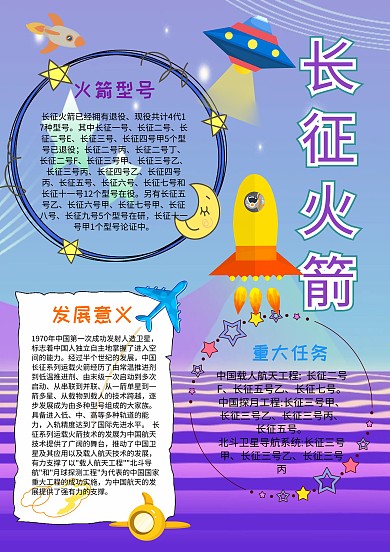 小学生长征火箭手抄报模板