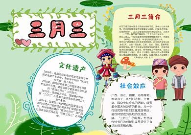 小学生三月三手抄报模板