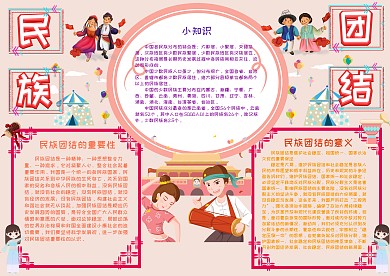 民族团结政府党建小报手抄报模板