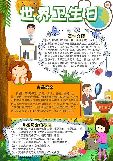世界卫生日卫生小报手抄报模板