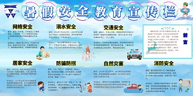 暑假安全教育宣传栏校园展板模板