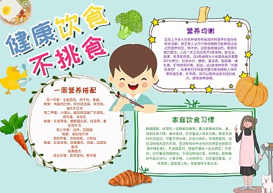 健康饮食不挑食手抄报模板